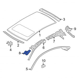 New OEM Genuine Audi, Front Left Roof Side Rail Reinforcement Bracket - Part # 4E0817167C