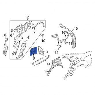 New OEM Genuine Audi, Rear Right Quarter Panel Reinforcement - Part # 4E0813650C