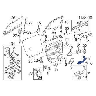 New OEM Genuine Audi, Rear Left Door Window Switch Bezel - Part # 4H0959527A6PS