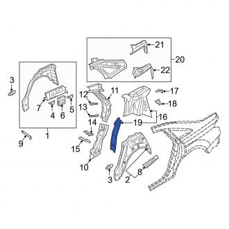 New OEM Genuine Audi, Right Lower Quarter Panel Reinforcement - Part # 4N0814258D