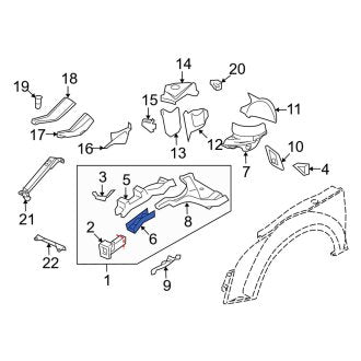 New OEM Genuine Audi, Left Lower Fender Rail Reinforcement - Part # 8J0805127G