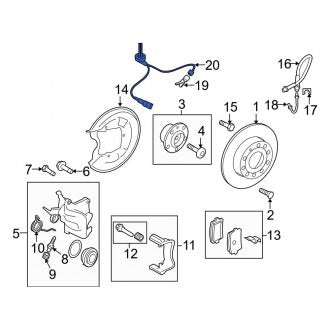 New OEM Genuine Audi, Front Right ABS Wheel Speed Sensor Wiring Harness - Part # 8J0927903B