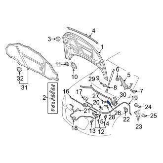 New OEM Genuine Audi, Front Right Hood Hinge Cover - Part # 8S0805234A