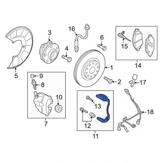 New OEM Genuine Audi, Front Right Disc Brake Caliper Bracket - Part # 5Q0615126A