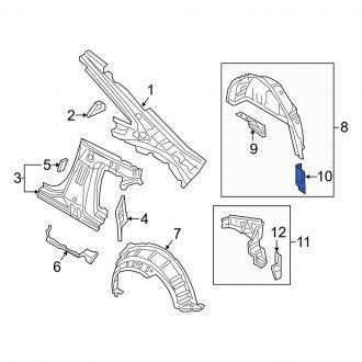 New OEM Genuine Audi, Left Wheel Housing Side Panel Brace - Part # 8S8802397