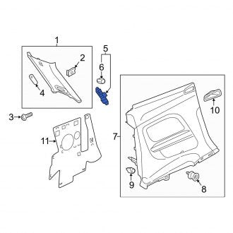 New OEM Genuine Audi, Right Quarter Panel Trim Panel Bracket - Part # 8S8880698