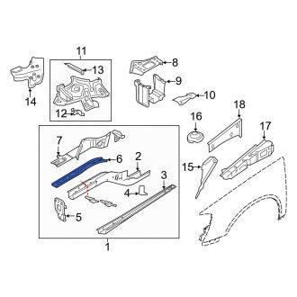 New OEM Genuine Audi, Front Left Lower Frame Side Member Reinforcement - Part # 8U0803229