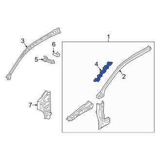 New OEM Genuine Audi, Right Upper Roof Side Rail Reinforcement Bracket - Part # 8U0810220A