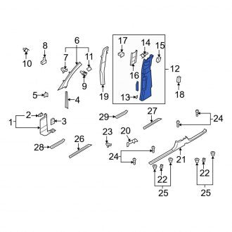 New OEM Genuine Audi, Left Door Pillar Post Trim Set - Part # 4L0867239STPV