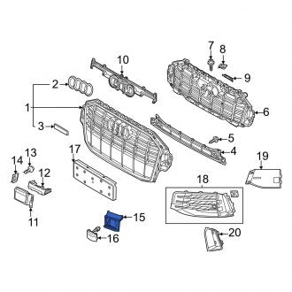 New OEM Genuine Audi, Front Center Grille Molding - Part # 4M0807412D5FQ