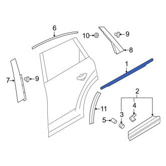 New OEM Genuine Audi, Rear Left Door Belt Molding - Part # 4M0853763CT94