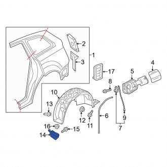 New OEM Genuine Audi, Rear Right Rearward Quarter Panel Splash Shield - Part # 4M0810172L