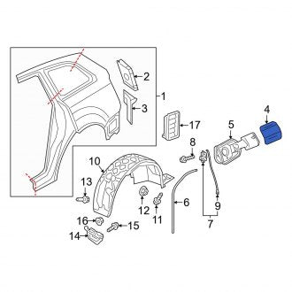 New OEM Genuine Audi, Rear Fuel Filler Door - Part # 4M0809907BGRU