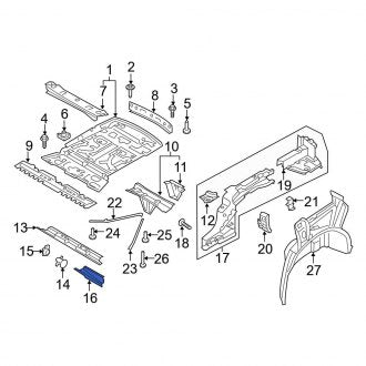 New OEM Genuine Audi, Front Right Floor Pan Crossmember Bracket - Part # 4M0801386F