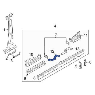 New OEM Genuine Audi, Front Left Inner Rocker Panel Reinforcement - Part # 4KE809695