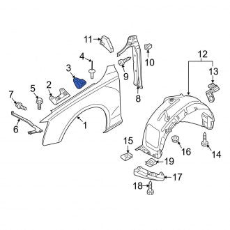 New OEM Genuine Audi, Center Fender Bracket - Part # 8R0821469