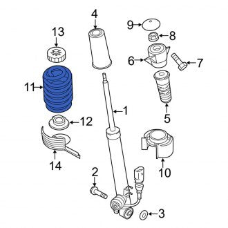 New OEM Genuine Audi, Rear Coil Spring - Part # 8R0511115BR