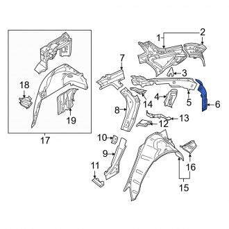 New OEM Genuine Audi, Rear Left Body D-Pillar Reinforcement - Part # 4K4809359