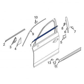 New OEM Genuine Audi, Front Left Door Belt Molding - Part # 80A853283L3Q7