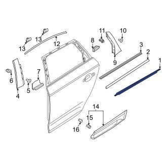 New OEM Genuine Audi, Front Right Door Belt Molding - Part # 80A853284L3Q7