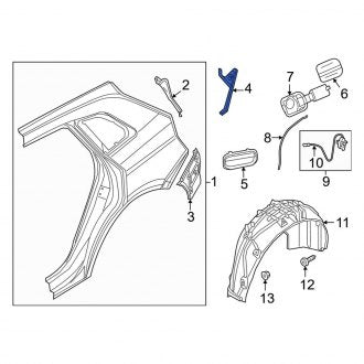 New OEM Genuine Audi, Right Quarter Panel Bracket - Part # 80F810570