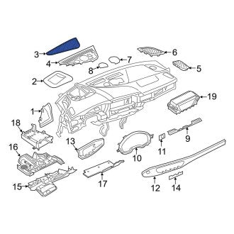 New OEM Genuine Audi, Dashboard Air Vent Trim - Part # 8W1819636C6PS