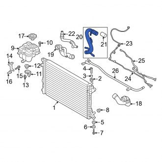 New OEM Genuine Audi, Left Radiator Coolant Hose - Part # 4M8121103