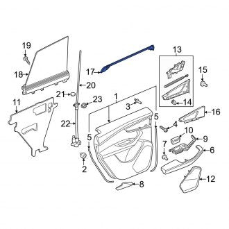 New OEM Genuine Audi, Rear Right Door Window Belt Weatherstrip - Part # 4M8839480E