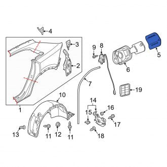 New OEM Genuine Audi, Rear Fuel Filler Door - Part # 4M8809907AGRU