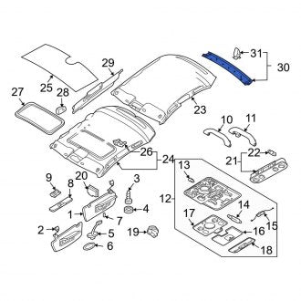 New OEM Genuine Audi, Left Roof Opening Trim - Part # 8E9868631C11X