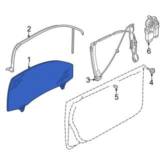 New OEM Genuine Audi, Front Right Door Glass - Part # 8E0845022D