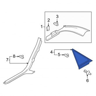 New OEM Genuine Audi, Rear Left Quarter Window Trim - Part # 8E5867287ASRM