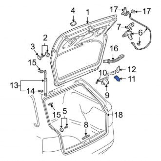 New OEM Genuine Audi, Rear Right Lower Liftgate Hinge Cover - Part # 8E9827280C01C