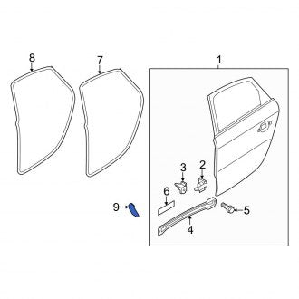 New OEM Genuine Audi, Rear Left Door Shell Seal - Part # 8K0839059