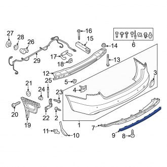 New OEM Genuine Audi, Rear Bumper Trim - Part # 8T0807791B2ZZ