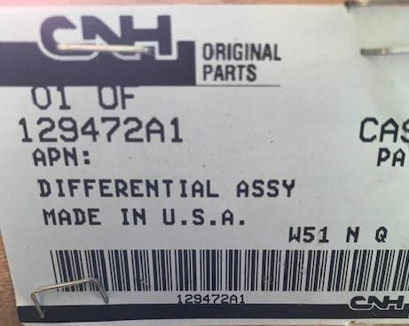 New OEM Genuine CNHi, Differential Asm - Part # 129472A1