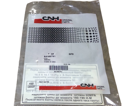 New OEM Genuine CNHi, Decal - Part # 84186791