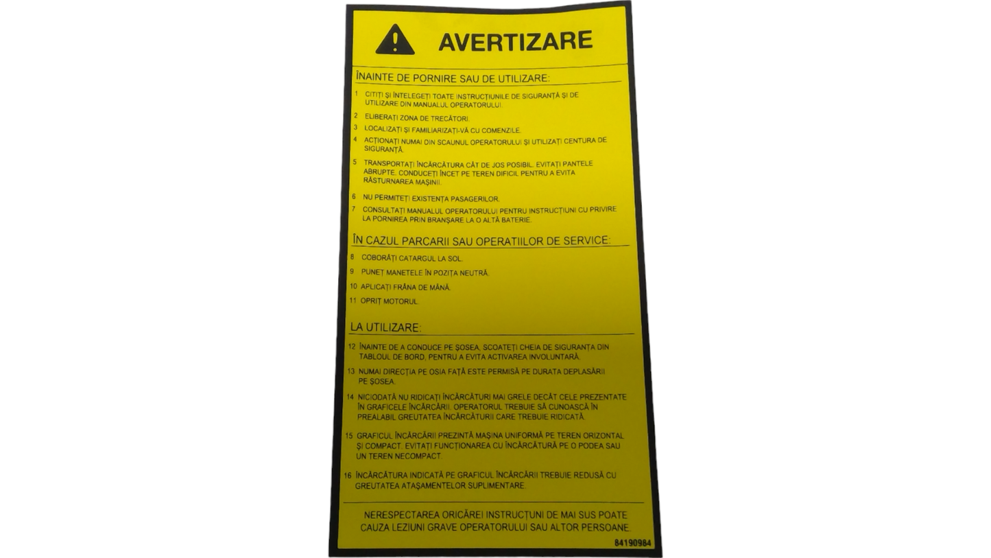 New OEM Genuine CNHi, Decal - Part # 84190984