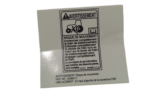 New OEM Genuine CNHi, Decal Warning - Part # 84388189