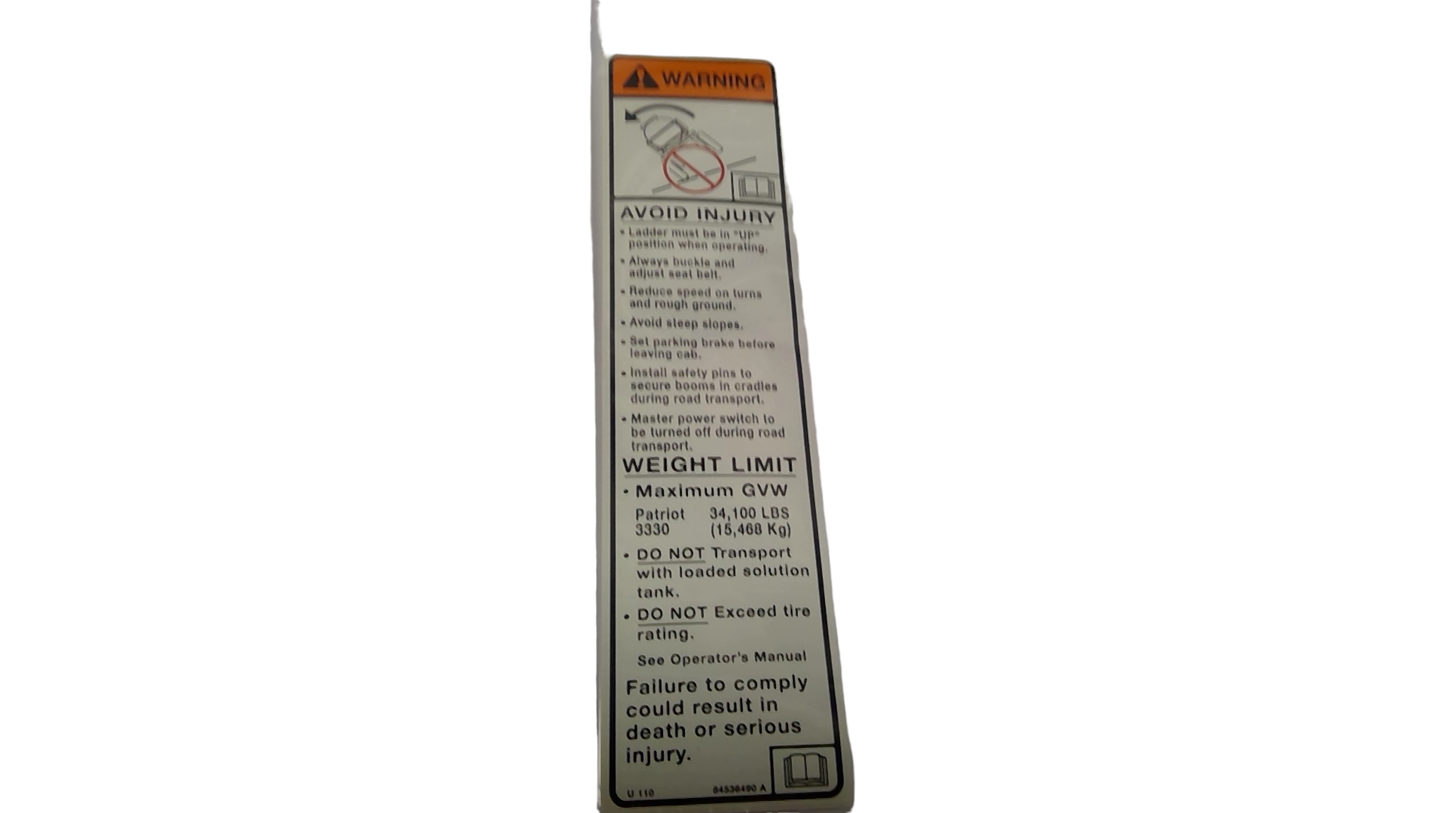 New OEM Genuine CNHi, Decal Warning - Part # 84536490