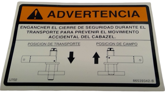 New OEM Genuine CNHi, Decal - Part # 86539342