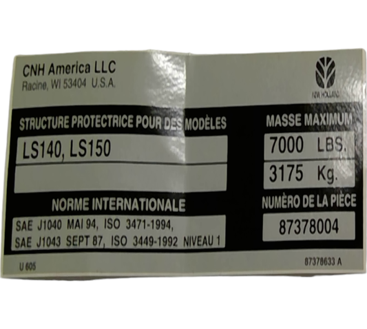 New OEM Genuine CNHi, Decal - Part # 87378633