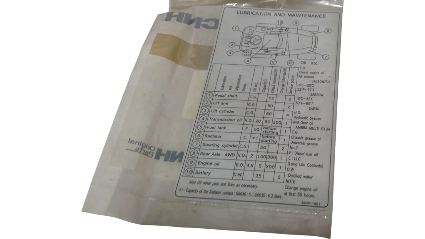 New OEM Genuine CNHi, Decal - Part # SBA390211891