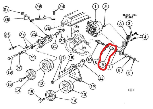 New OEM 1982-1986 GM J Body Generator Adjust Bracket Stud Sleeve, Part # 14036037