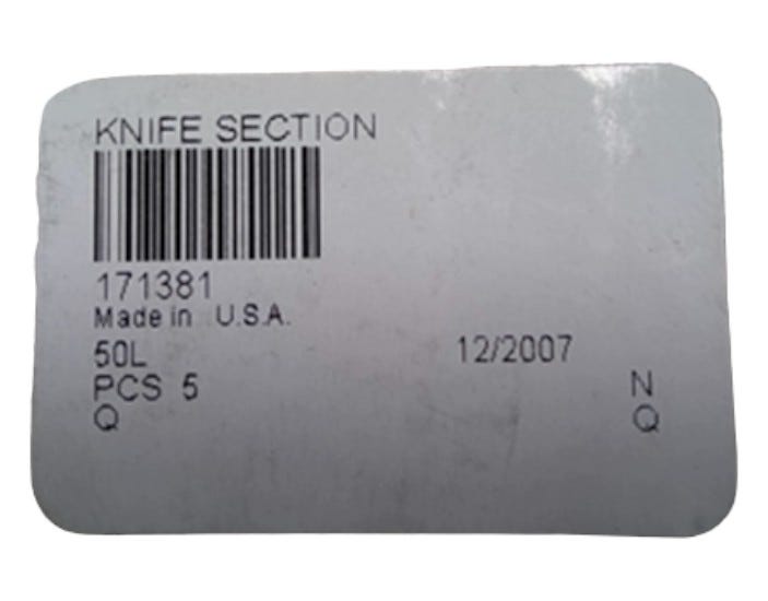 New OEM Genuine CNHi, Knife Section - Part # 171381
