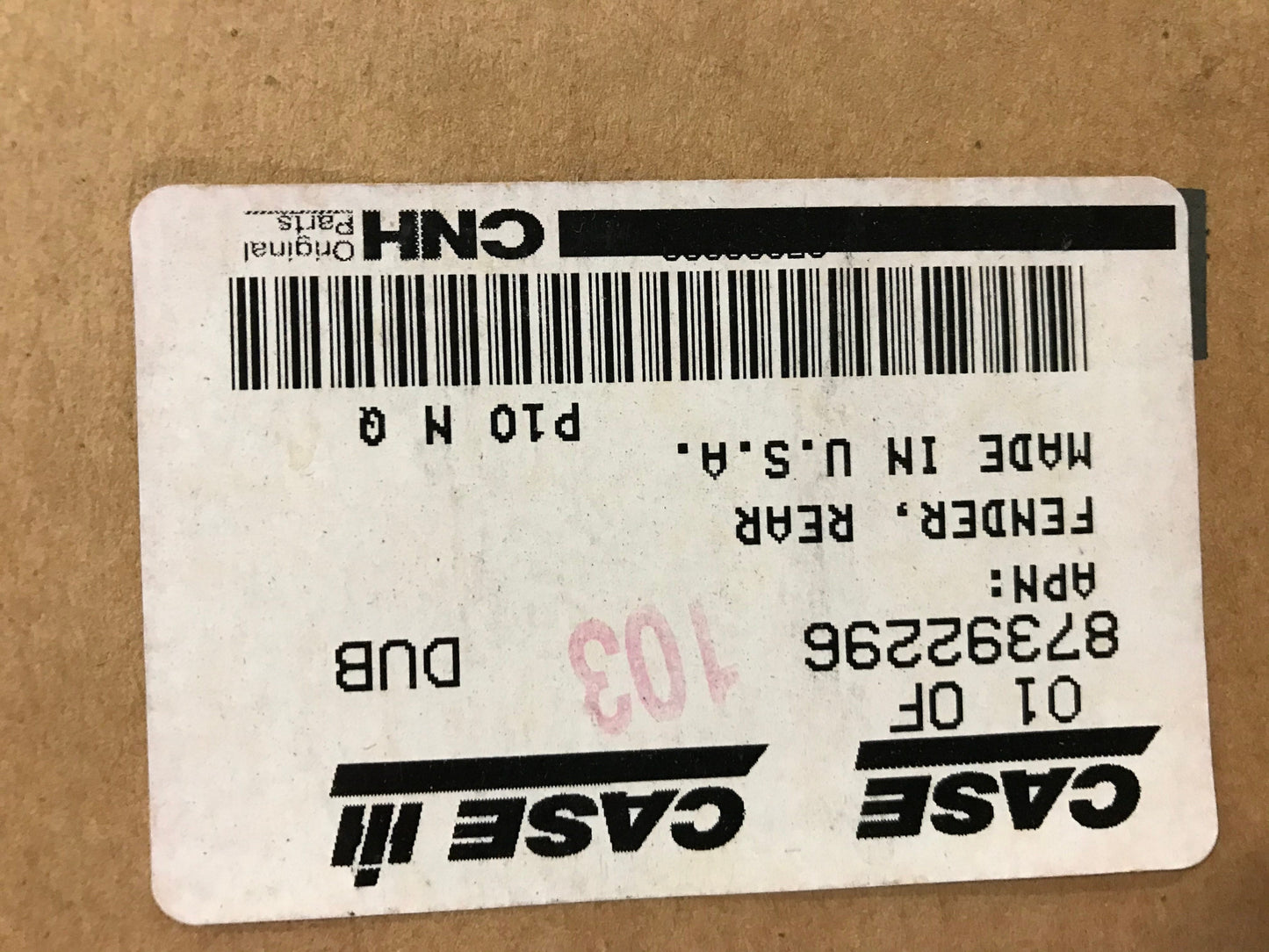 New OEM Genuine CNHi, Fender Rear - Part # 87392296