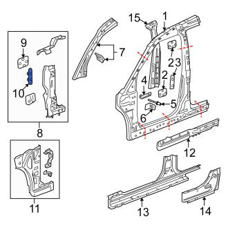 New OEM Genuine Suzuki, Body B-Pillar Reinforcement Bracket - Part # 6314978J00