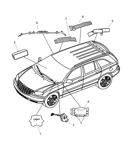 New 2004-2008 Fits Chrysler Pacifica Air Bag-Side Curtain - Part # 4680572AC