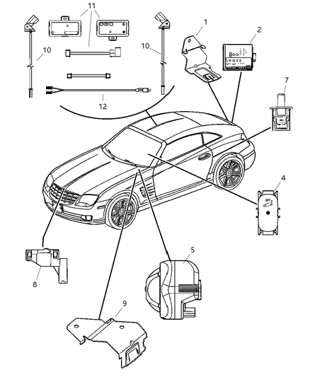 New 2005 Fits Chrysler Crossfire Sensor-Intrusion Module - Part # 5093503AA