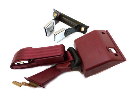 New OEM 1983-1991 Chevrolet GMC S/T Truck Passenger Rear Seat Belt Burgundy, Part # 15619086